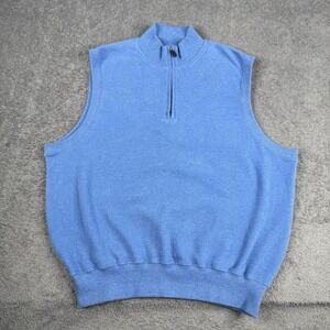 Robert Trent Jones Men's Large Golf  Vest  Blue Country Club 1/4 Zip